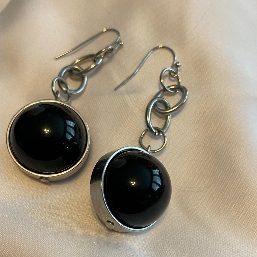 Elegant Black and Silver Drop Earrings
